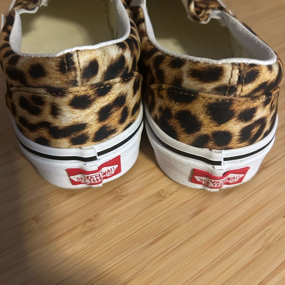 Vans Leopard Print Slip-On Sneakers in Brown and Black - Picture 3 of 4
